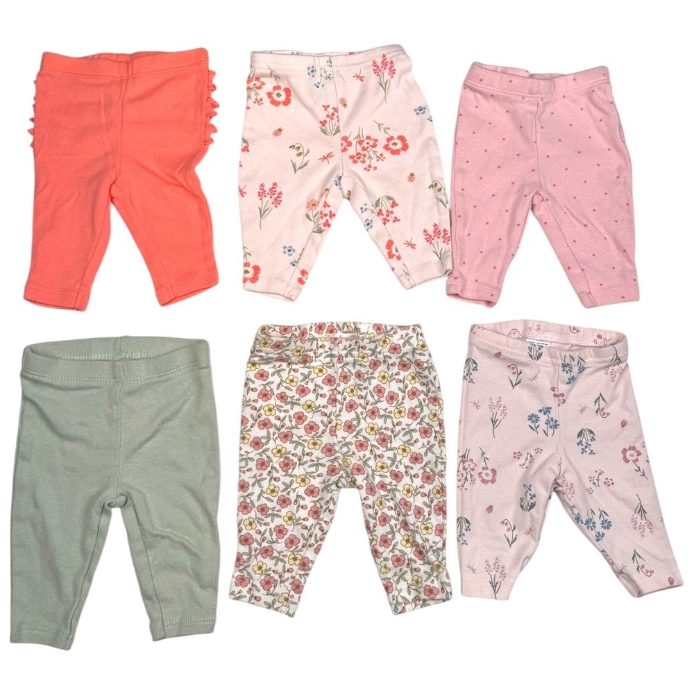 Carters Child of Mine Newborn Baby Girl Floral Pants Leggings Bundle 6 Pack 473